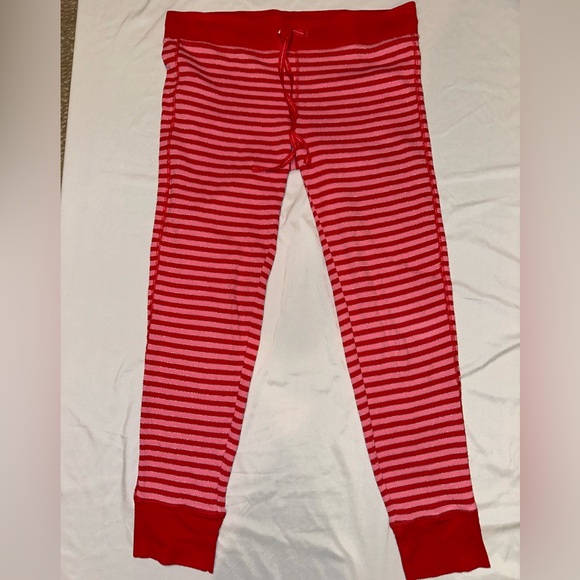Victoria's Secret Other - Victoria's Secret Intimates Red & Pink Glitter Stripe Drawstring Sleep Pants